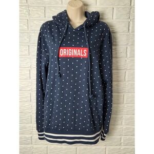 Jack & Jones hoodie Women's size Large Originals Blue White Red dots Sweat Hood